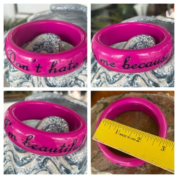 Pink Lucite Bangle Bracelet - Picture 7 of 7